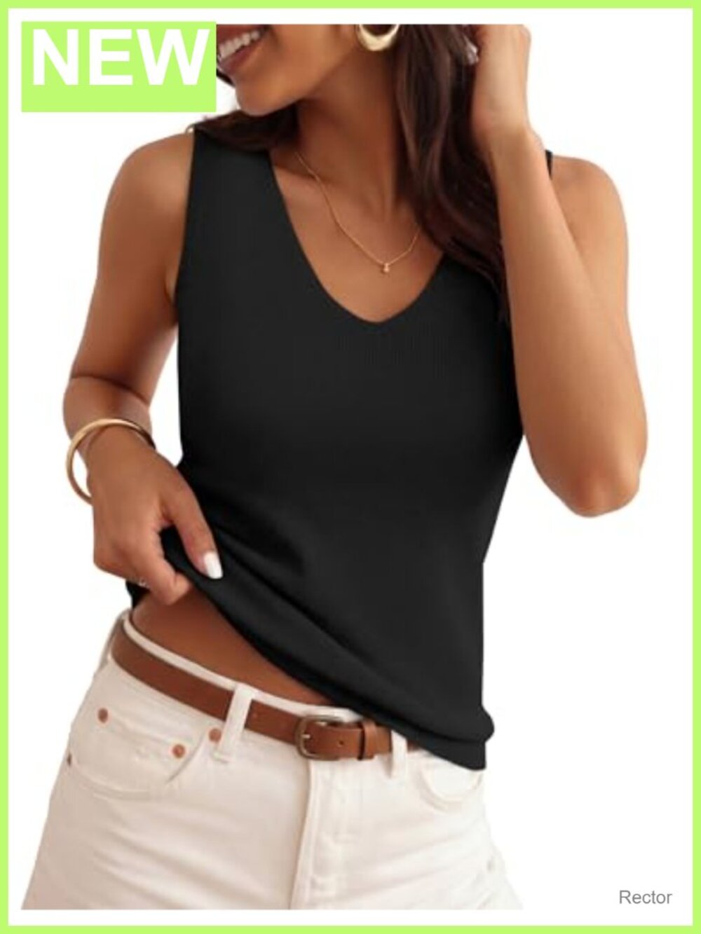 Wool Blend Knit Vest V-Neck Sleeveless Tank Top for Women